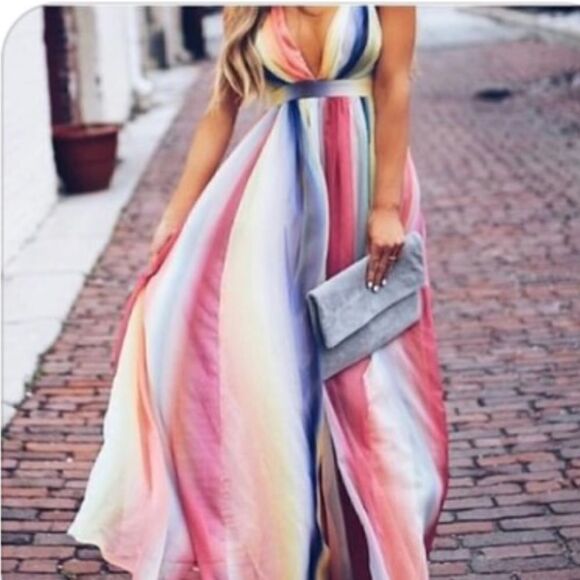 NWT Pastel Watercolor Maxi Dress - Picture 1 of 7